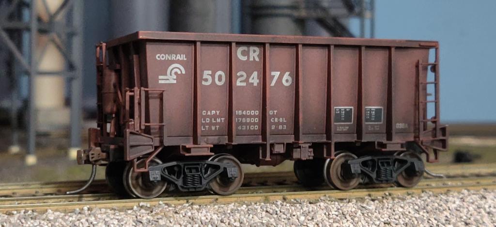 Bowser PRR Class G39A ore "Jennie" CR #502476, weathered by our shop.