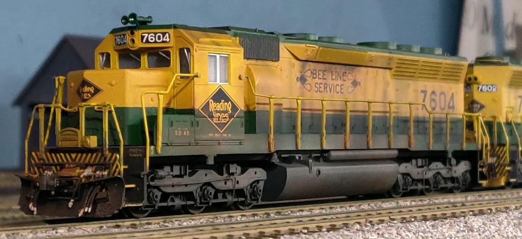 Kato RDG SD45 #7604, custom painted, detailed, & weathered by our shop.